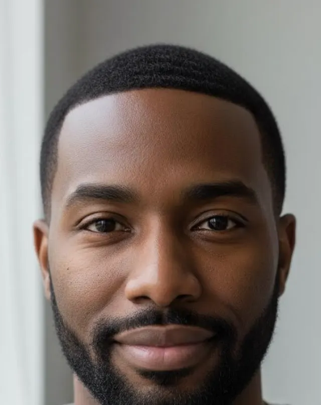 A portrait of a man with a short beard