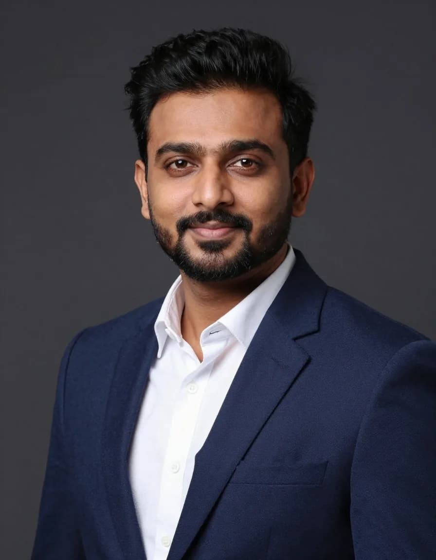 A presenter in a navy blazer