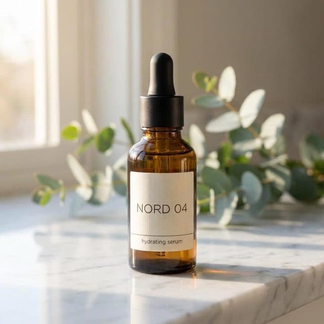 The serum bottle on a marble counter